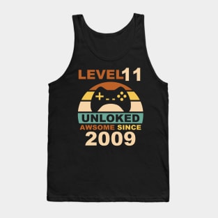 Level 11 Unlocked Awesome Since 2009 11yr Birthday Gamer Tank Top